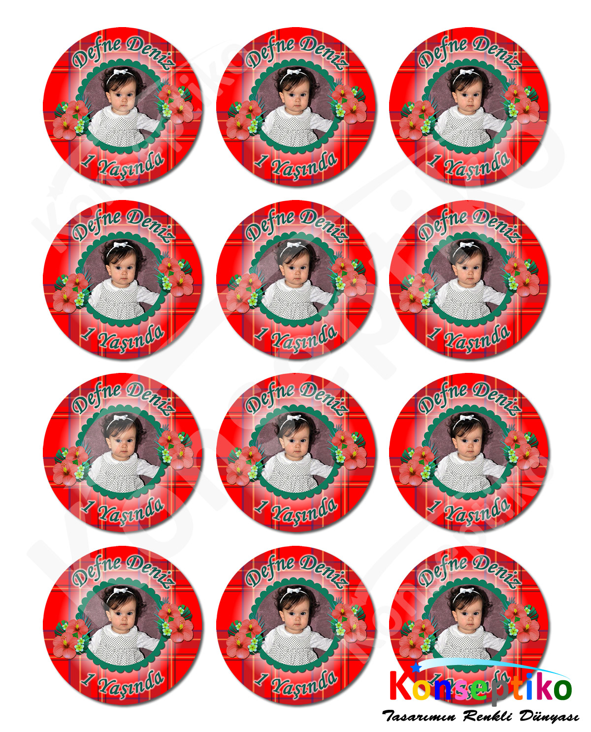 Ekose - Yuvarlak Karton 40'lı